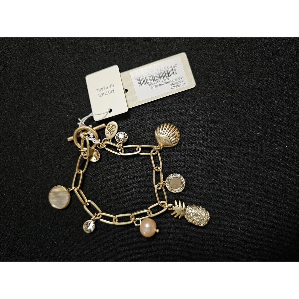 Tommy Bahama Gold Tone Charm Bracelet with Pineapple & Shells - Picture 5 of 6